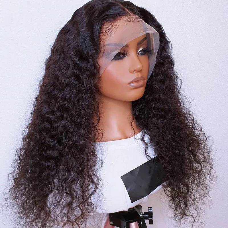 

180%Density 26Inch Black Soft Kinky Curly Wigs Glueless Lace Front Wig Remy High Temperature For Black Women With Baby Hair