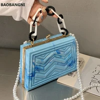 luxury marble acrylic bags for women new vintage messenger bags solid evening clutch bags box shape party prom handbags