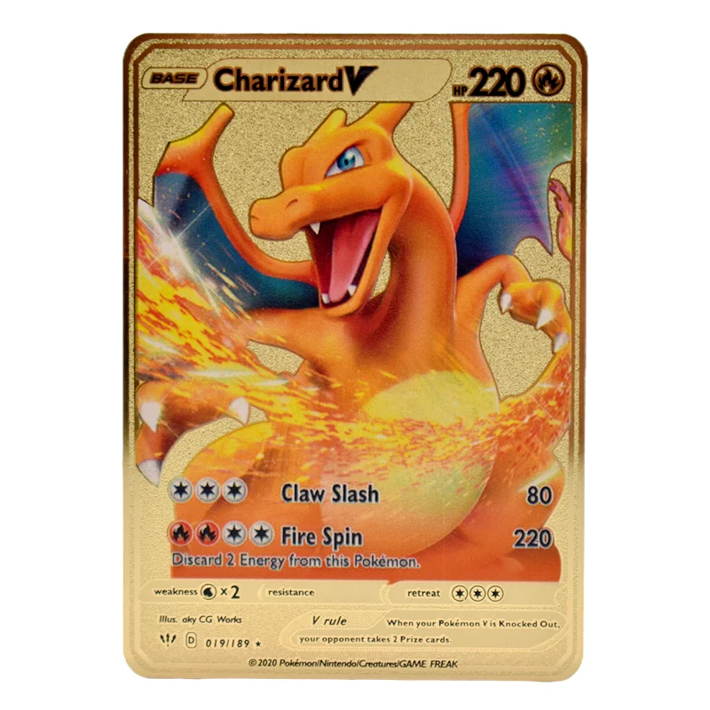 

Newest Pokémon Card Charizard V Vmax Metal Card Game Battle Collection Card Carte Pokemon Francaise Toy Model Gift