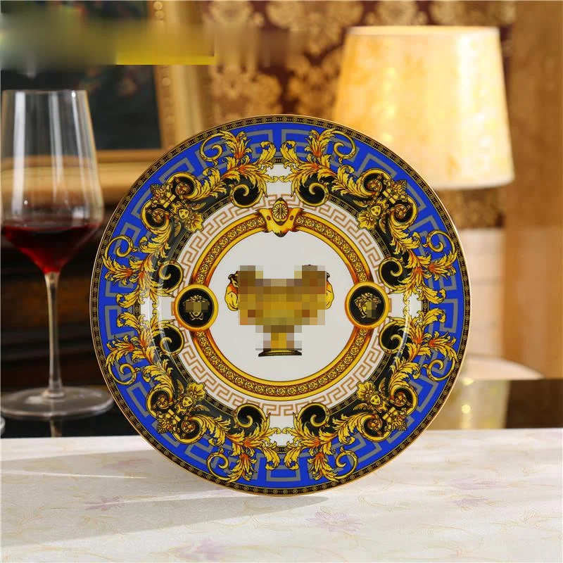 

New European bone China tableware set 43 ceramic western plates, bowls, spoons and coffee sets
