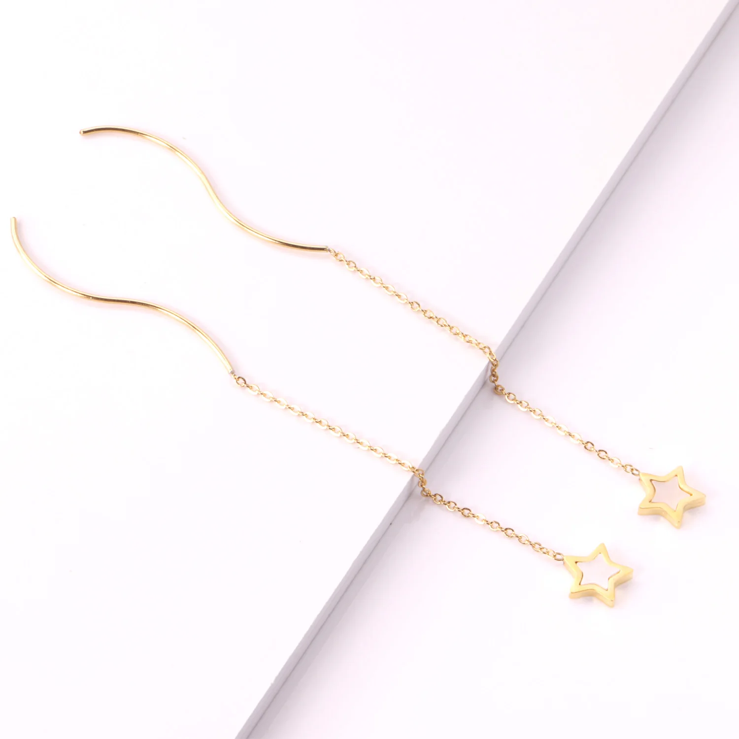 Женские серьги подвески LUXUKISSKIDS длинные висячие из нержавеющей стали с кисточкой