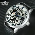 Часы наручные WINNER мужские механические, простые повседневные брендовые роскошные модные, с кожаным ремешком