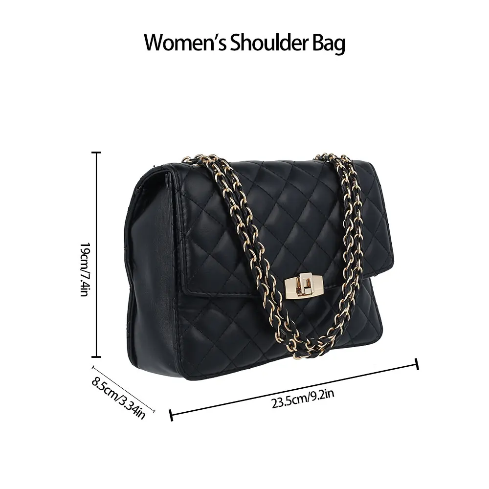 

Fashion Women's Shoulder Bags Women Chain Shoulder PU Quilted Bag Ladies Messenger Crossbody Purses Handbag Ladies Sling Bag
