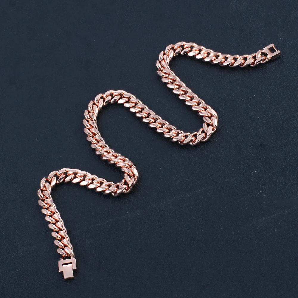 

Punk Hip Hop Cuba RoseGold Chains Rapper Men's Women's Necklaces Street Fashion Popular Stainless steel Chain Decorative Jewelry