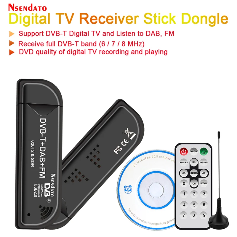 USB2.0 DAB FM Radio DVB-T RTL2832U R820T2 RTL SDR TV Stick Dongle Digital USB TV HDTV Tuner Receiver IR Remote with Antenna