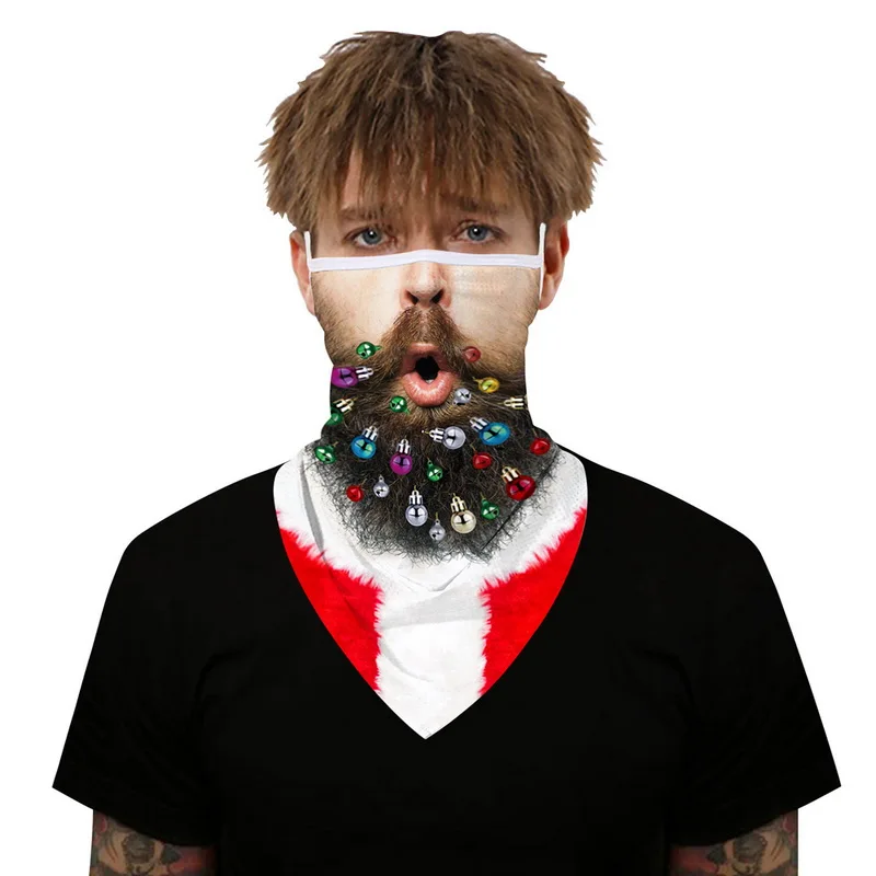 Бесшовный спортивный шарф с рождественским принтом для ушей шарф-труба шеи гетры