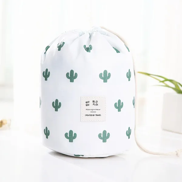 Cactus Косметичка, круглая косметичка для женщин, для путешествий, несессер, органайзер для макияжа, женский набор туалетных принадлежностей, чехол, коробка для макияжа, моющаяся сумка для хранения - Цвет: Cactus