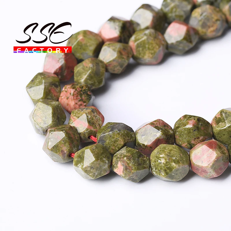 

Natural Unakite Stone Beads Faceted Round Red Green Stone Loose Beads For Jewelry Making DIY Bracelet Accessories 4/6/8/10mm 15"