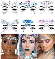 6 sets face gems luminous temporary tattoo stickers acrylic crystal glitter stickers waterproof face jewels rainbow rhinestone