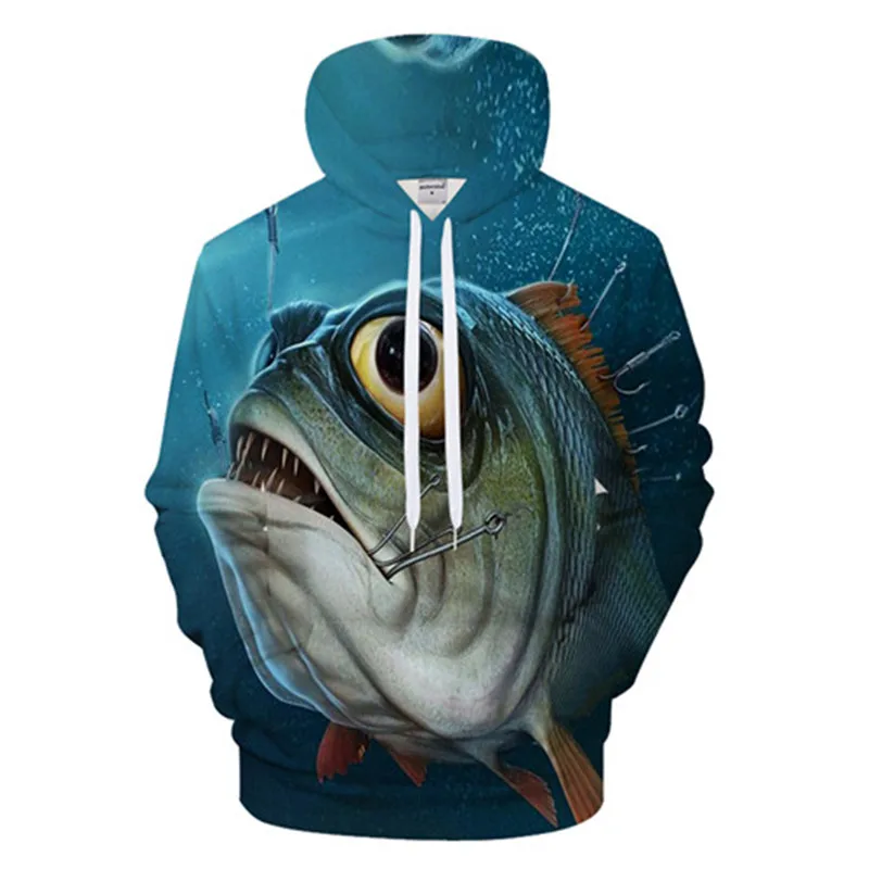 

New Fashion Sweatshirt 3D Printed Fish Hoodie Casual Men's Sweatshirt Long Sleeve Streetwear S-4XL