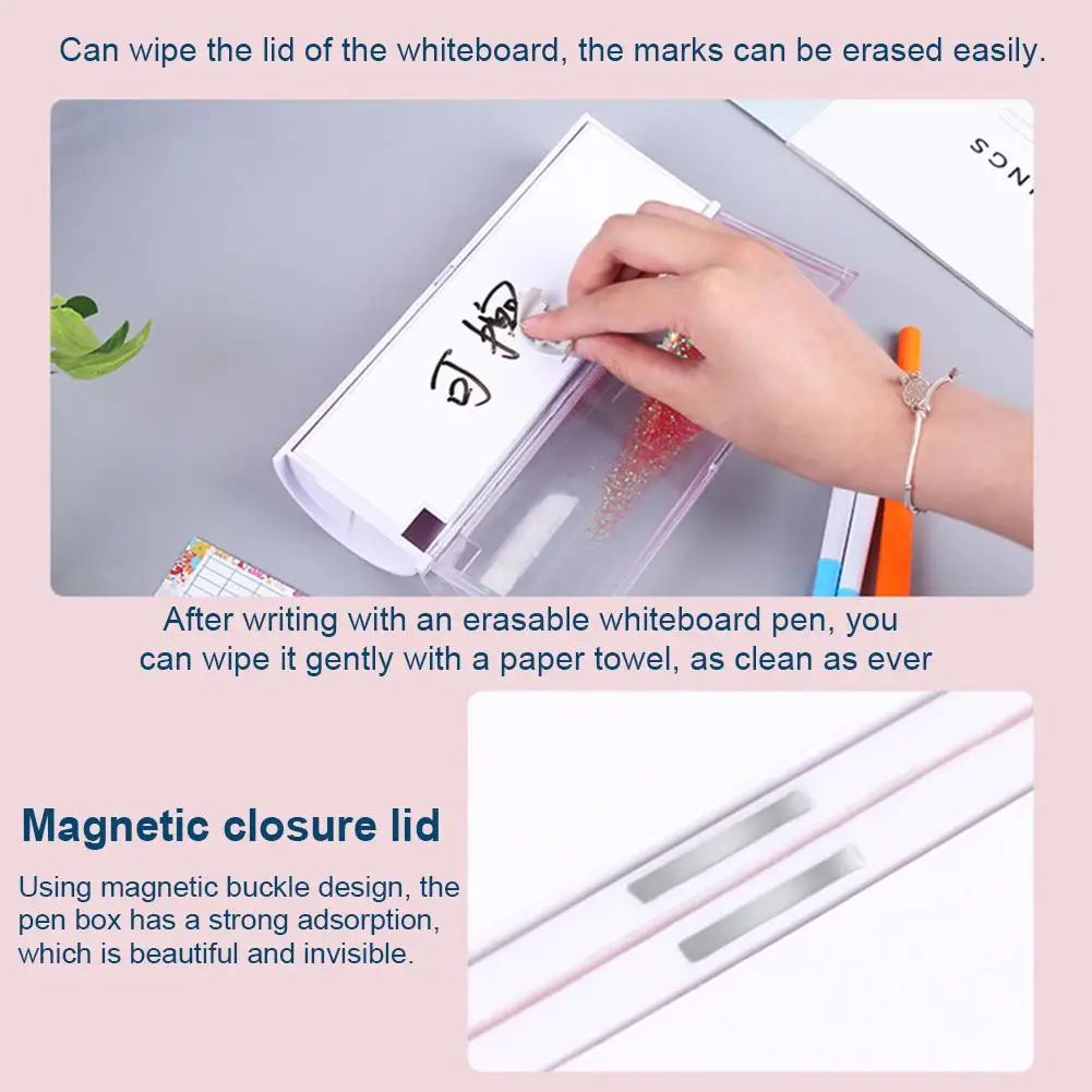 

Pencil Case Organizer 2.8*8.25inch Creative Multi-Function Large-Capacity Pencil Holder Built-in Small Mirror Pen Office