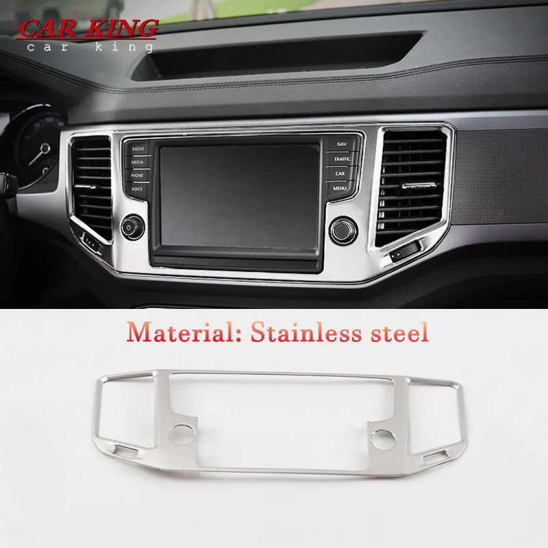 

For Volkswagen VW Teramont 2017-2019 Car Interior Navigation Control Panel Decorative Frame Cover Trim stainless steel Styling