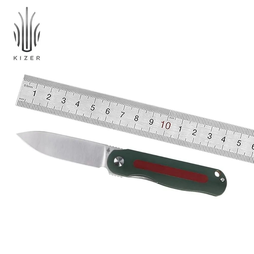 Kizer Hunting Knife Lätt Vind Mini  V3567N2 2020 New Flipper Knife with Satin N690 Blade and Green G10 Handle