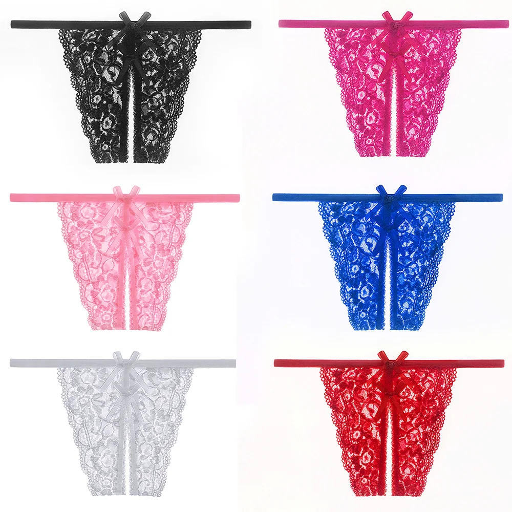 Женские сексуальные трусики с открытой промежностью прозрачные кружевные