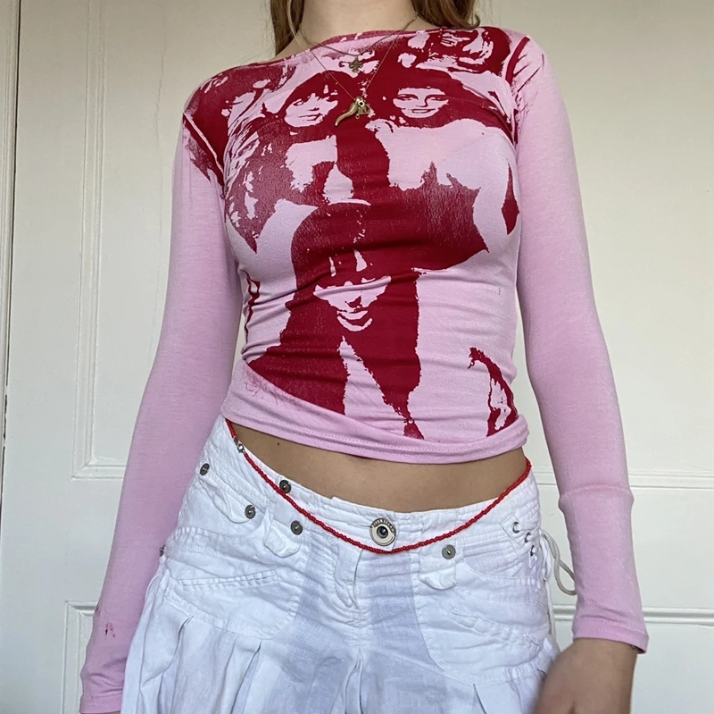 Женская Винтажная футболка с длинным рукавом в стиле 90 х|Футболки| |