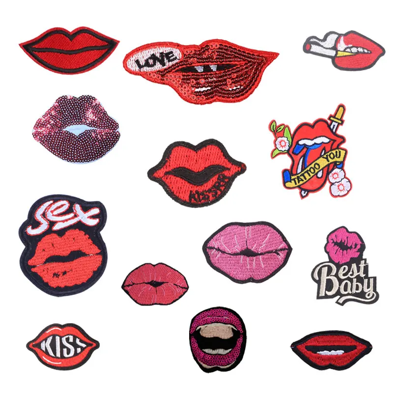 Нашивки с сексуальными губами наклейки термоаппликация для утюга искусственная