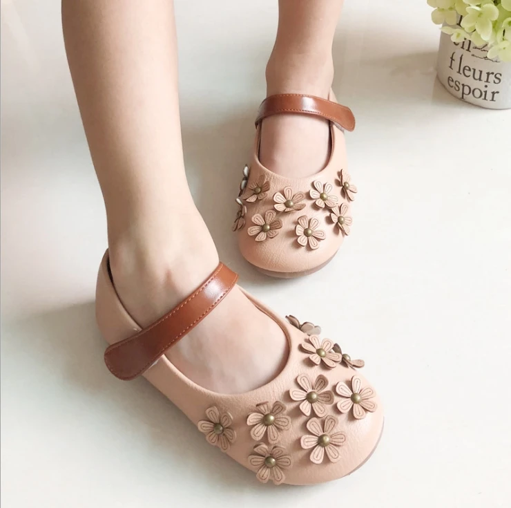 

Girls single shoes princess shoes 2019 autumn new fashion flowers children's shoes in the kids microfiber girls tide shoes