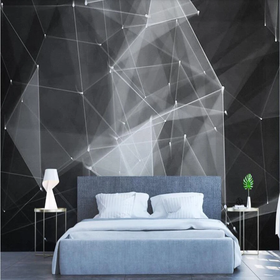 

3D-обои Milofi на заказ, настенные черно-белые абстрактные Геометрические линии, трехмерный фон, настенная декоративная живопись