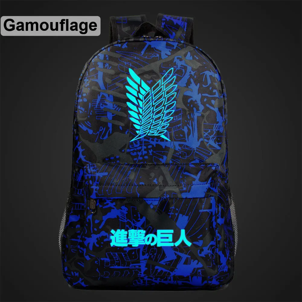 Новый стиль аниме атака на Титанов рюкзак светящаяся школьная сумка Оксфорд