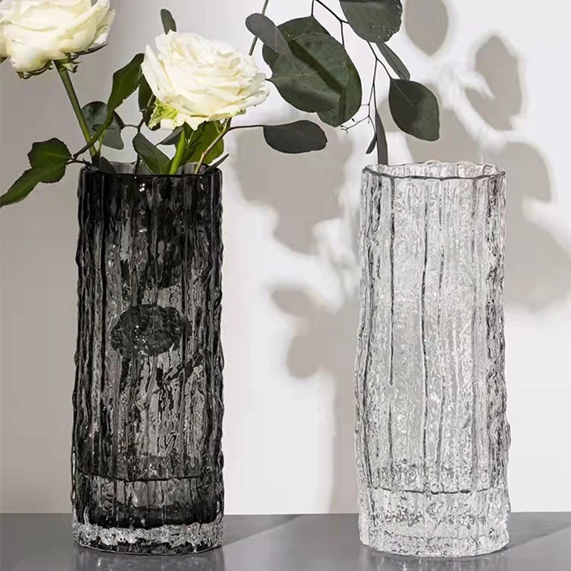 

Extremely Frozen Glacier Rock Vase Glass Transparent Flower Arrangement Rose Flowers Living Room Decoration Ornaments