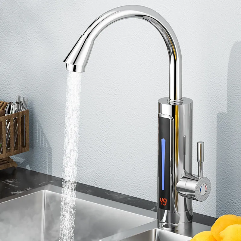

3300W 220V Instant Electric Water Heater Faucet Tap LED Ambient Light Temperature Display Bathroom Instant Heating Tap