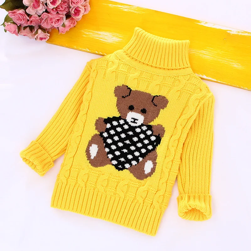 bear-yellow Осенне-зимний свитер верхняя одежда для маленьких детей вязаный пуловер для мальчиков и девочек свитер для малышей весенняя одежда для детей 2, 3, 4, 6 лет - Цвет: bear-yellow