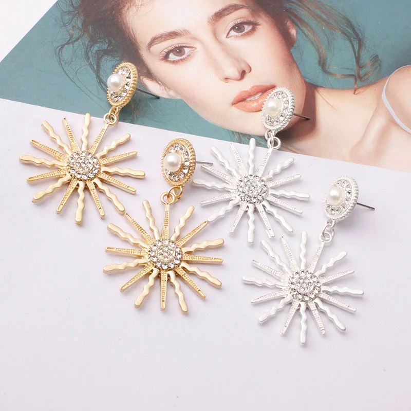 Новые роскошные женские серьги в форме подсолнечника темперамент диких