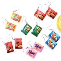 acrylic food instant noodle earrings funny chili food noodle dangle earrings women special gifts