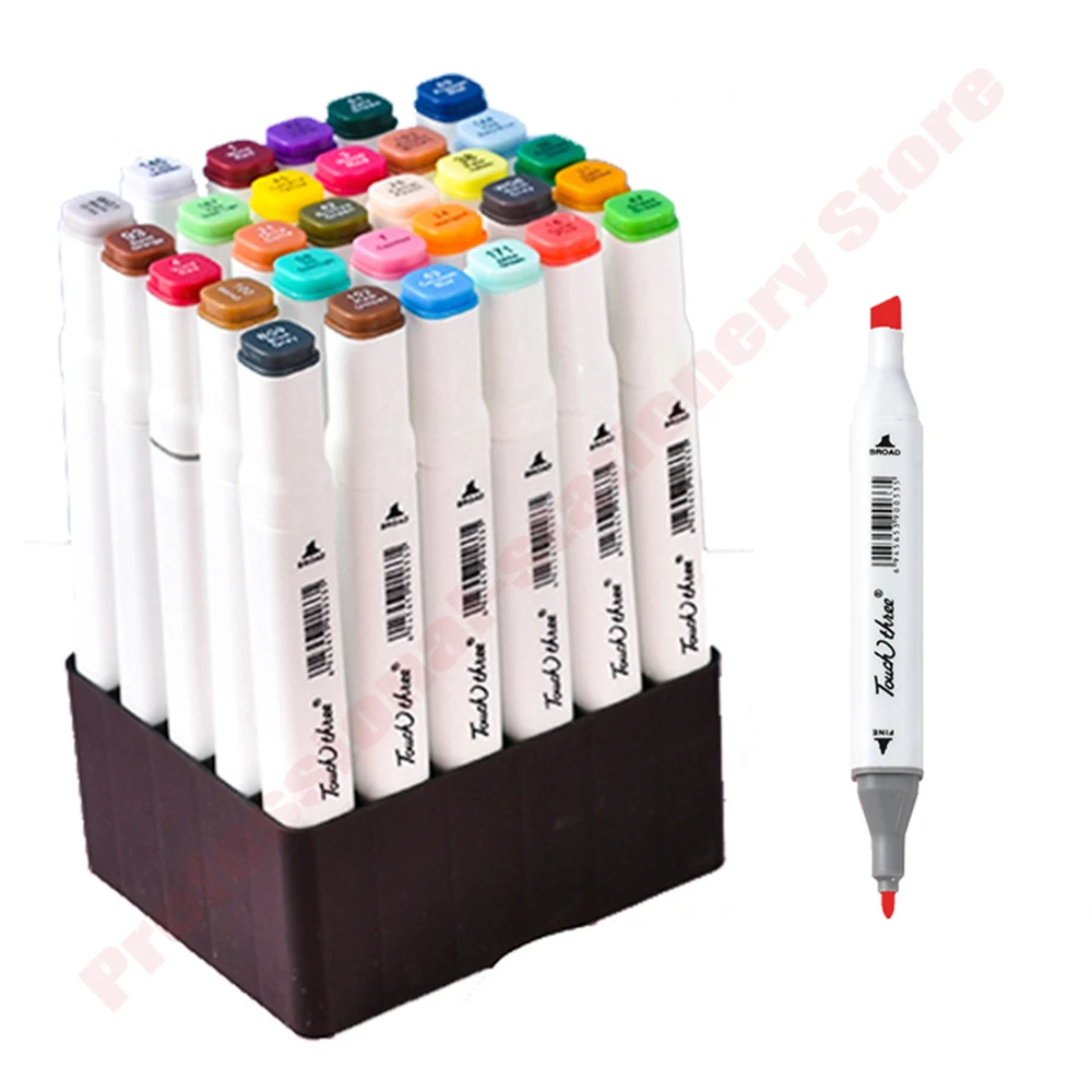 

TOUCHthree 24/60/80/168 Markers Set Manga Drawing Markers Pen Alcohol Based Sketch Felt-Tip Twin Brush Pen
