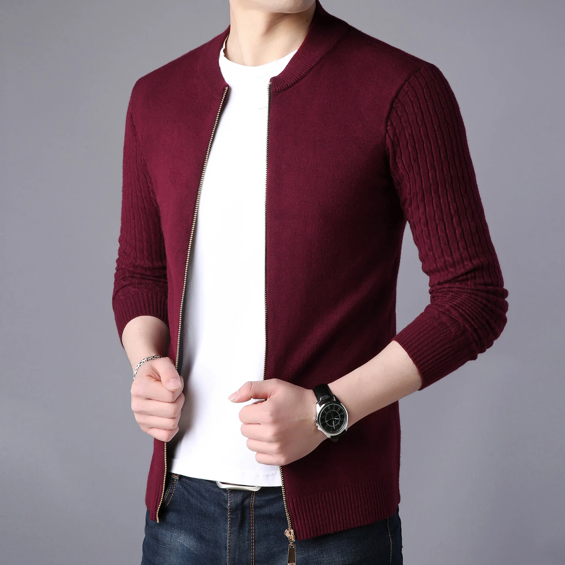 

2020Autumn Winter Men's Sweater Male Jacket Solid Color Sweaters Knitwear Warm Sweatercoat Cardigans Men Clothing