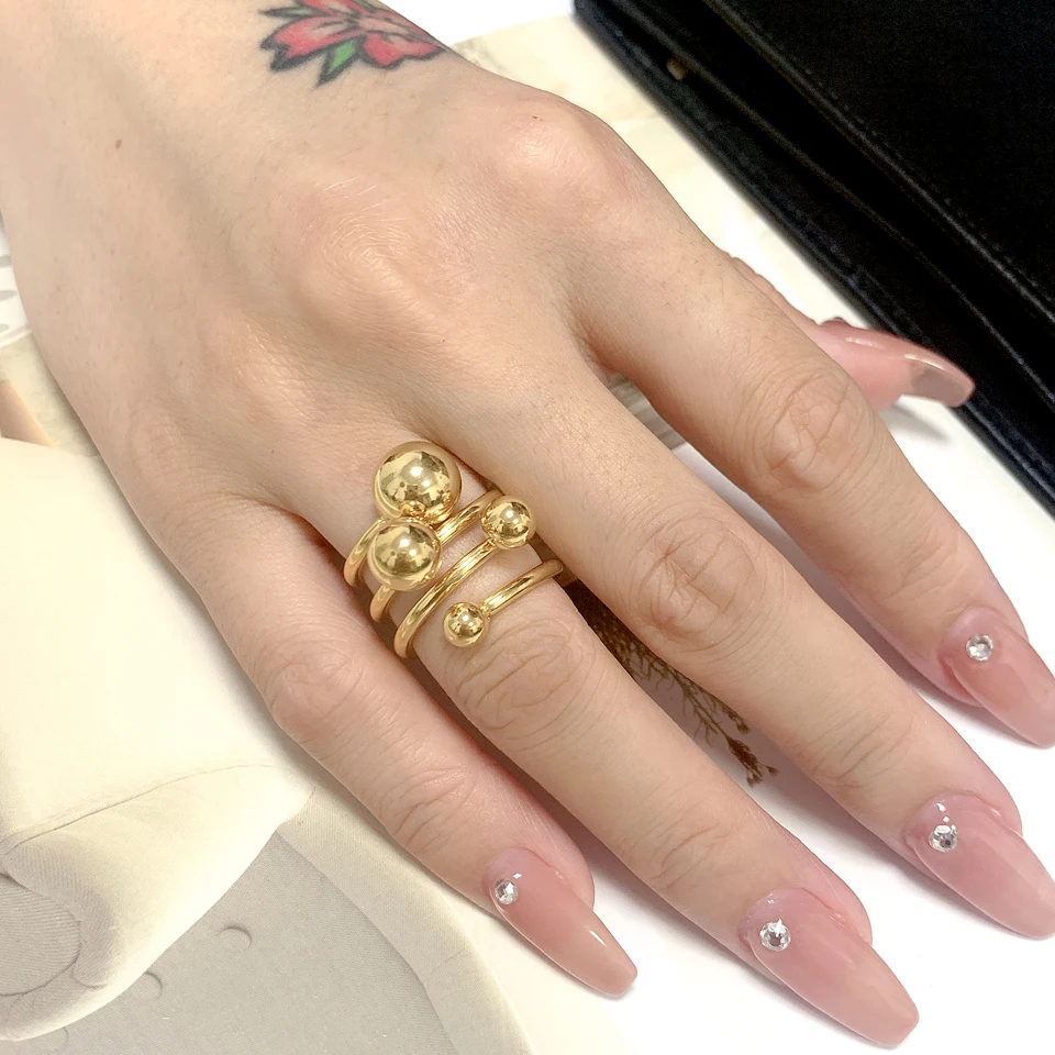 Новый оригинальный дизайн из нержавеющей стали круглые кольца бисера для женщин