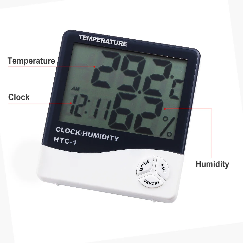 lcd digital temperature humidity meter home indoor outdoor electronic thermometer hygrometer weather station with alarm clock free global shipping