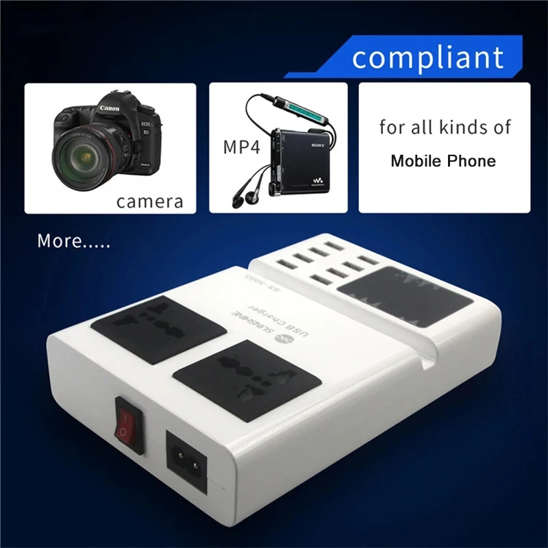 SS 306D портативный 3 в 1 интеллектуальный 8 Порт USB зарядное устройство светодиодный