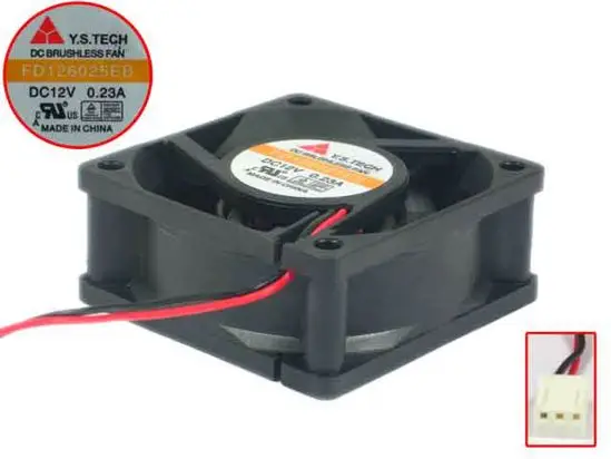 Двухпроводной Вентилятор охлаждения сервера Y.S TECH FD126025EB DC 12 В 0,23 а 60x60x25 мм
