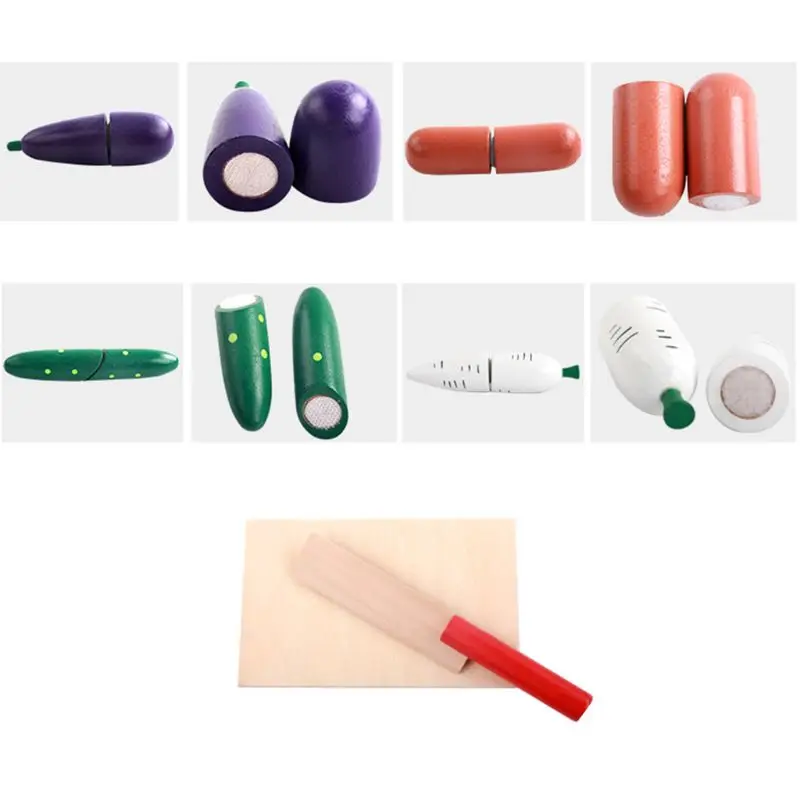 

Wooden Cutting Vegetables Set Pretend Play Kitchen Toy R7RB