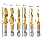 Быстросменное шестигранное сверло 14 дюйма, 6 шт., M3-M10 дюйма, сверла из быстрорежущей стали, набор для удаления заусенцев, Метрическая комбинация для мягкого металлаалюминия