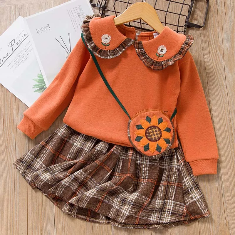 

Kids Girl Autumn Winter Clothes Long Sleeve Knitting Sweater Tops Knee High Skirt Outwear Princess Girls Clothing Set 2-7 Years