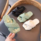 Шлепанцы для девочек 2021 летние плетеные туфли принцессы сланцы с перекрестной шнуровкой детские домашние тапочки Детская нескользящая обувь для дома