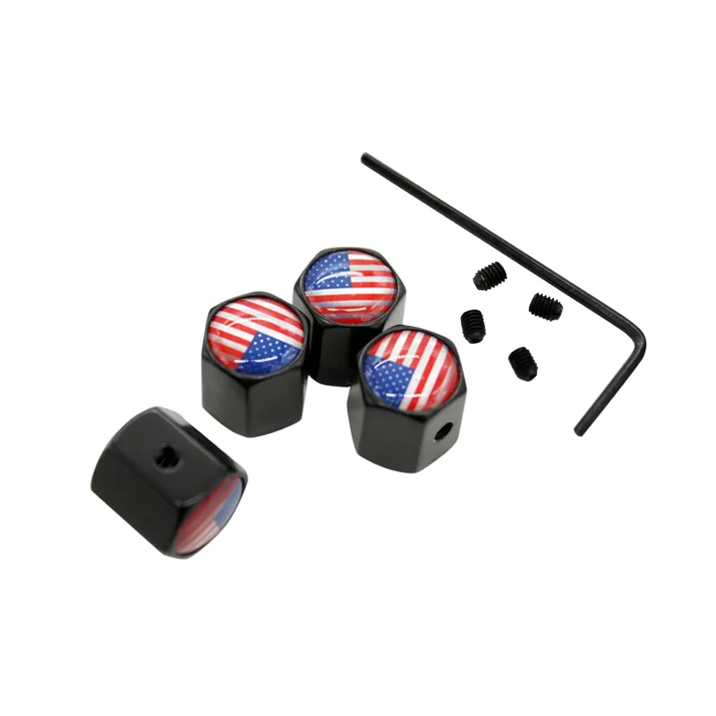 

4 шт./компл. Флаг США Theftproof черные колпачки клапанов шин из нержавеющей стали воздушные колпачки автостайлинг для US Cadillac Ford Chevrolet