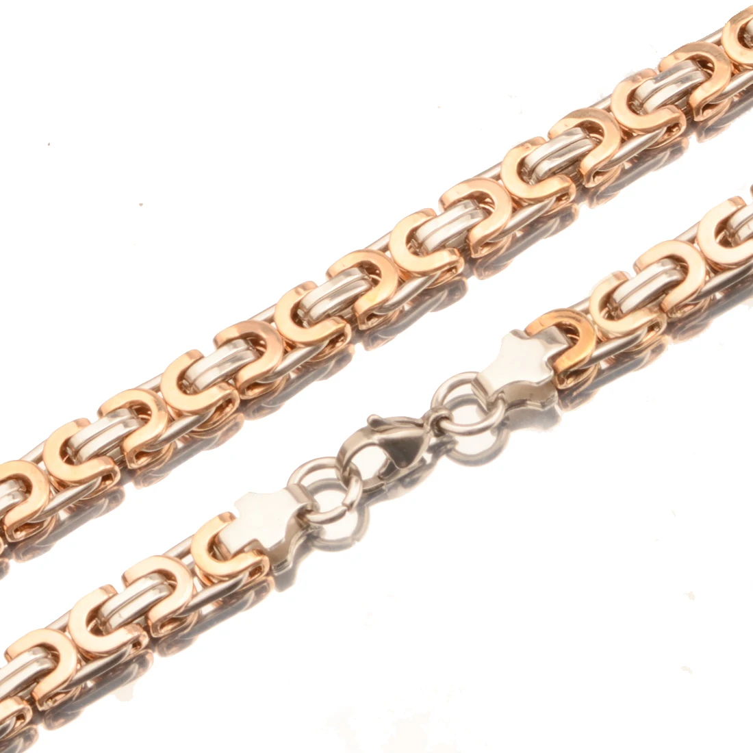 6 мм серебро розовое золото цвет плоская Византийская цепь 7-40 дюймов для мужчин