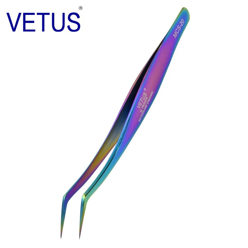 Суперточный Профессиональный пинцет Vetus, пинцет из нержавеющей стали, пинцет для ресниц, набор для наращивания ресниц Vetus
