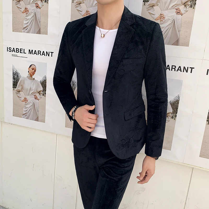 2019 мужские костюмы азиатского размера серый официальный Блейзер брюки свадебный