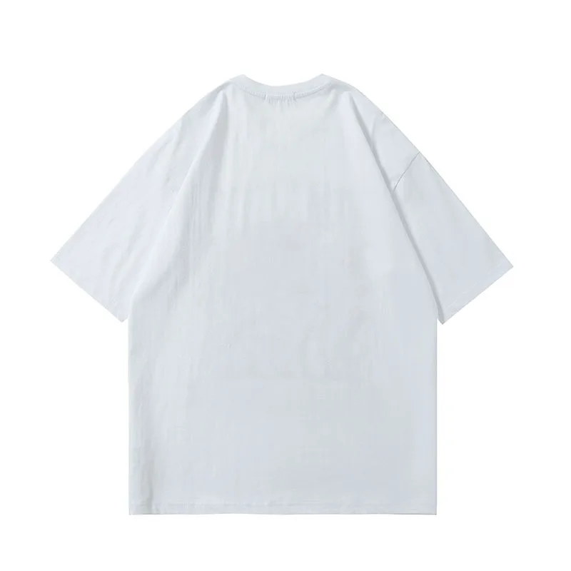 

American Street Fashion Men's T-Shirt High Street Retro Hip-Hop Summer Loose 100% Cotton T-Shirt For Men And Women