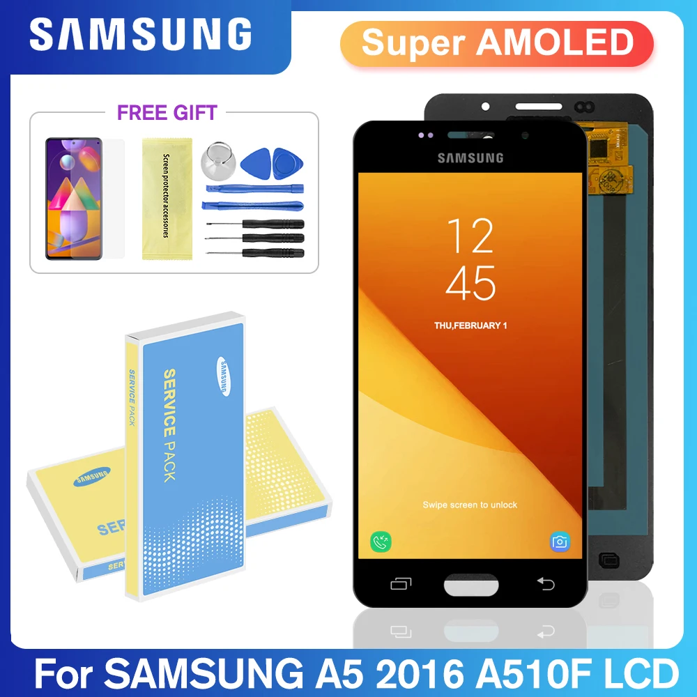 

Super AMOLED For Samsung Galaxy A5 (2016) LCD Display For A510 A510F A510M A510Y A5108 Touch Screen Digitizer Replacement Parts