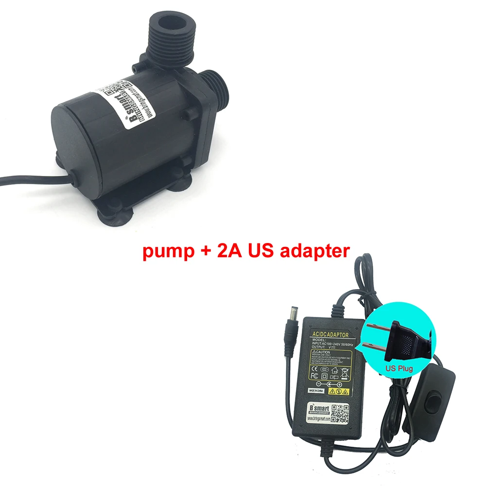 Pump 2a US adapter SR-800B 670-1150L/ч 3,5-7 м бустерный насос 12V 24V DC безщеточный Водяной насос погружной фонтан воды Самовсасывающий насос - Напряжение: Pump 2a US adapter