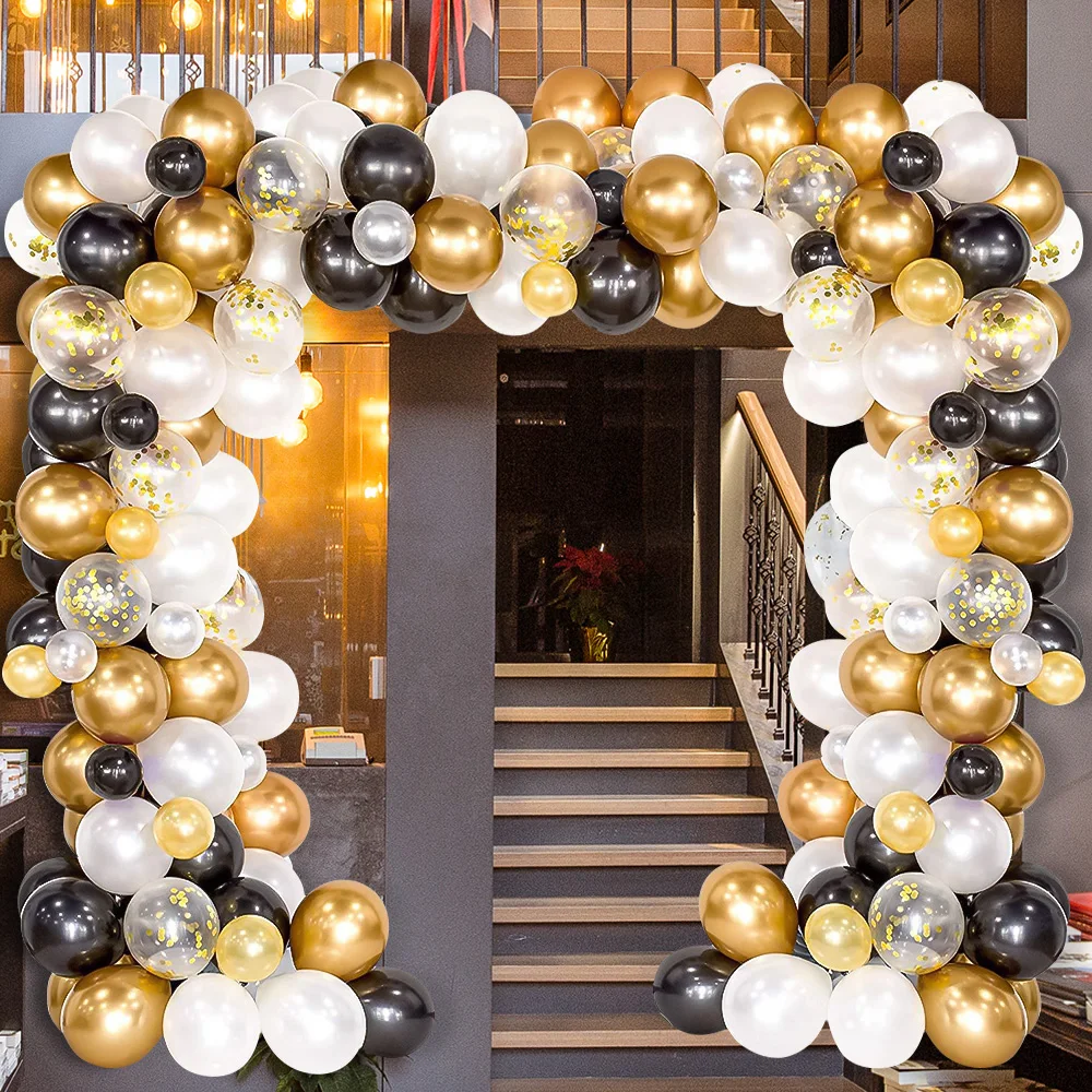 

Набор воздушных шаров из латекса, черного, золотого, белого цветов, 120 шт.