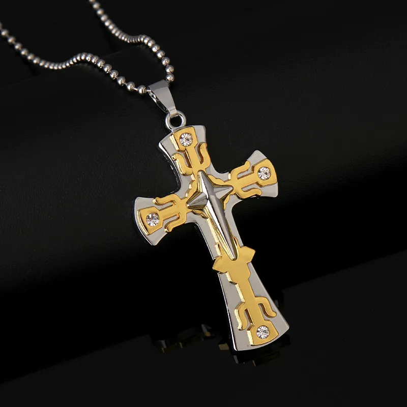 Новое модное ожерелье с большим крестом для мужчин креативное трехслойное
