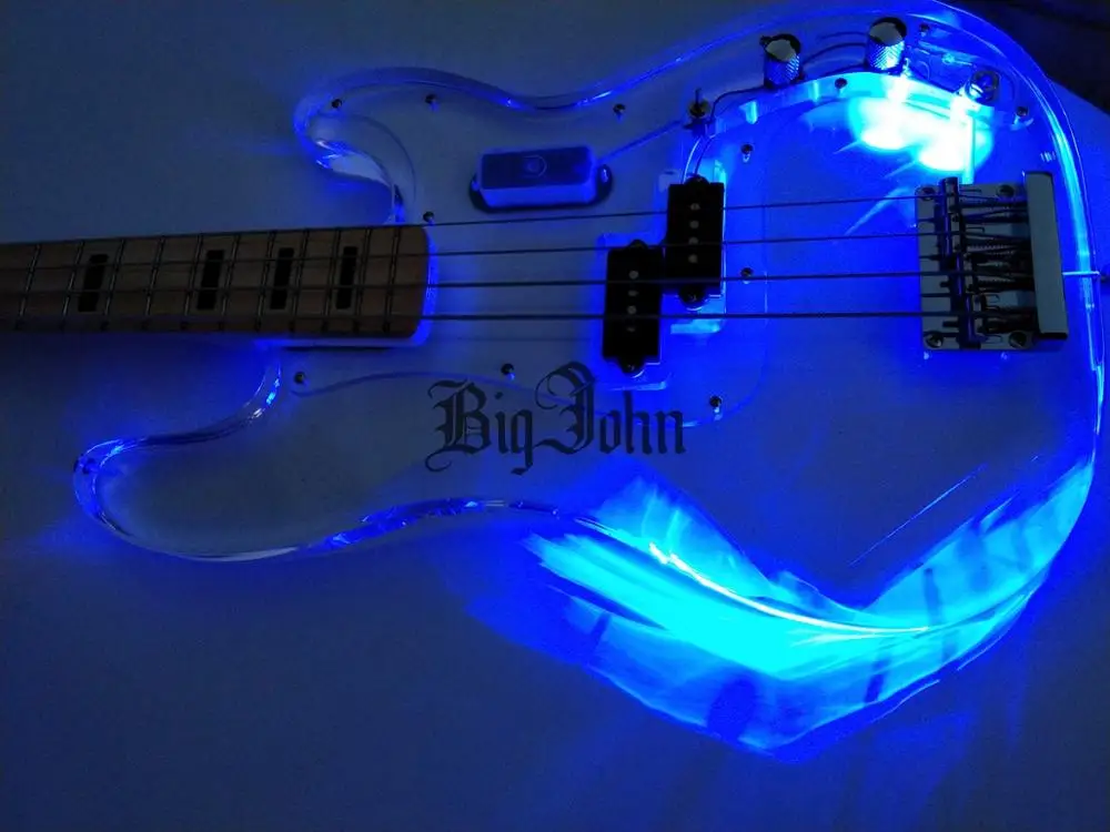 Новинка 4 струны электрическая бас-гитара корпус из акрилового стекла