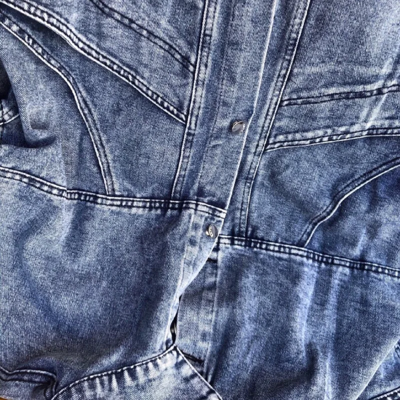 Куртка-бомбер женская джинсовая однотонная в стиле Харадзюку | Женская одежда