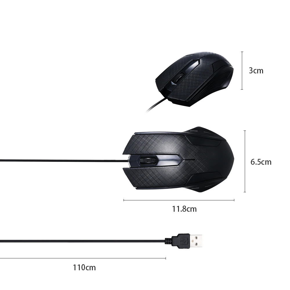 Проводная мышь с 3 кнопками USB оптическая проводная 1 м шнуром совместима ОС Windows